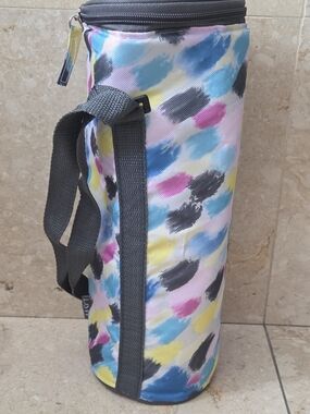 DSW Insulated Wine Bag Brush Pattern Multicolor Polyester with Handle 12" x 4.5"